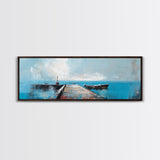 Ocean Pier, Blue Coastal Art, Nautical Wall Decor, Beach House Art, Living Room Wall Art, Seascape Painting, Canvas Print
