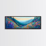 Mountain Wildflowers, Vibrant Landscape Art, Nature Painting, Cabin Wall Decor, Springtime Art, Living Room Print, Canvas Print