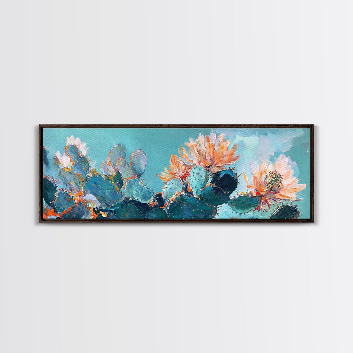 Blooming Cactus Flowers Canvas Print Vibrant Desert Painting, Boho Wall Art, Southwest Decor, Botanical Living Room Artwork