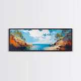 Golden Coast Sunset Framed Canvas Print Bold Landscape Painting, Seaside Scene, Impressionist Coastal Wall Art, Living Room Decor