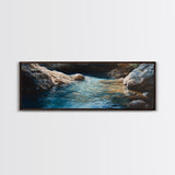 Tranquil Rocky Cove Canvas Print Nature Photography Wall Art, Serene Water Reflections, Modern Bedroom or Living Room Decor, Gift Idea