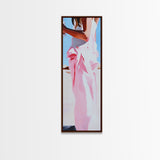 Feminine Dress Art, Elegant Fashion Print, Pastel Aesthetic, Framed Canvas Print, Chic Home Decor, Bedroom Wall Art, Minimalist Style