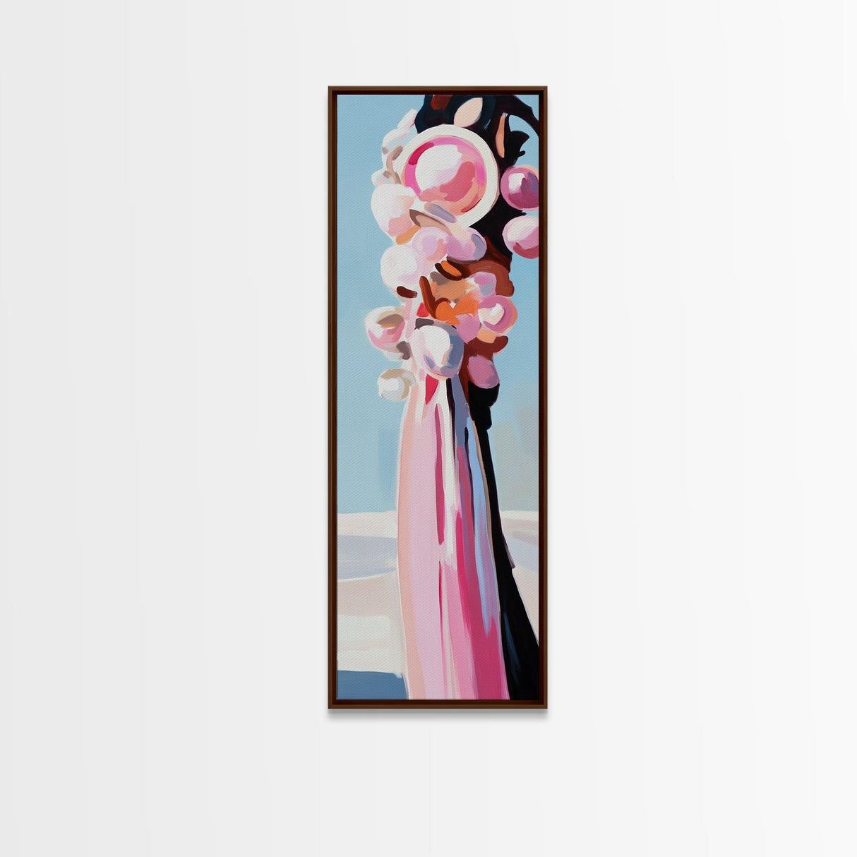 Abstract, Pink Bouquet, Floral Wall Art, Framed Canvas Print, Modern Expressionist Art, Soft Color Palette, Bedroom Wall Art