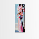 Abstract, Pink Bouquet, Floral Wall Art, Framed Canvas Print, Modern Expressionist Art, Soft Color Palette, Bedroom Wall Art
