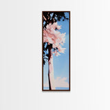 Cherry Blossom Tree, Spring Nature Art, Pink Floral Landscape, Modern Minimalist, Home Office Art, Framed Canvas Print