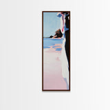 Cliffside Beach, Ocean View, Tranquil Seascape, Modern Coastal Decor, Nature-Inspired Art, Sunset Glow, Framed Canvas Print