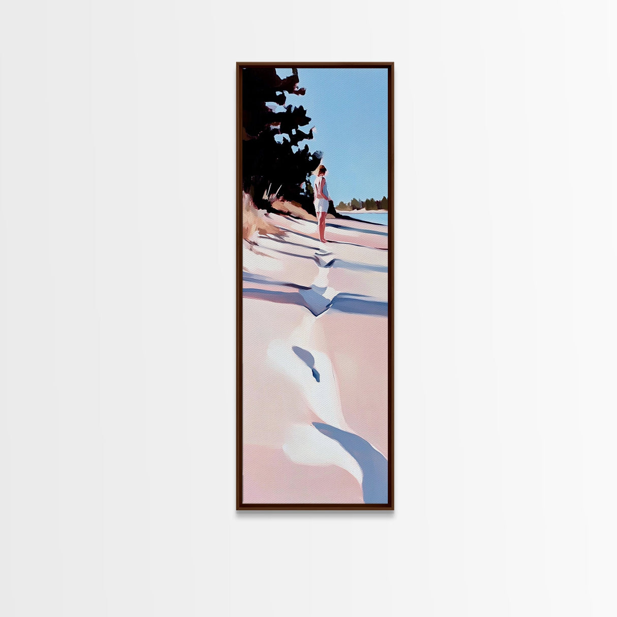 Sandy Beach, Coastal Landscape, Pastel Beach Art, Modern Nature, Canvas Print, Minimalist Seascape, Living Room Wall Art, Bedroom Decor