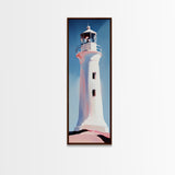 Lighthouse, Coastal Art, Nautical, Beach House Decor, Ocean Wall Art, Minimalist Seascape, Blue Wall Art, Framed Canvas Print