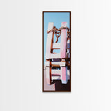 Nautical Ladder, Rustic, Beach House Decor, Coastal Wall Art, Ocean Painting, Blue Tones, Minimalist Seascape, Canvas Print