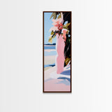 Tropical Floral Wall Art, Pink Flowers Painting, Nature Inspired Decor, Boho Bedroom Art, Aesthetic Wall Art, Framed Canvas Print