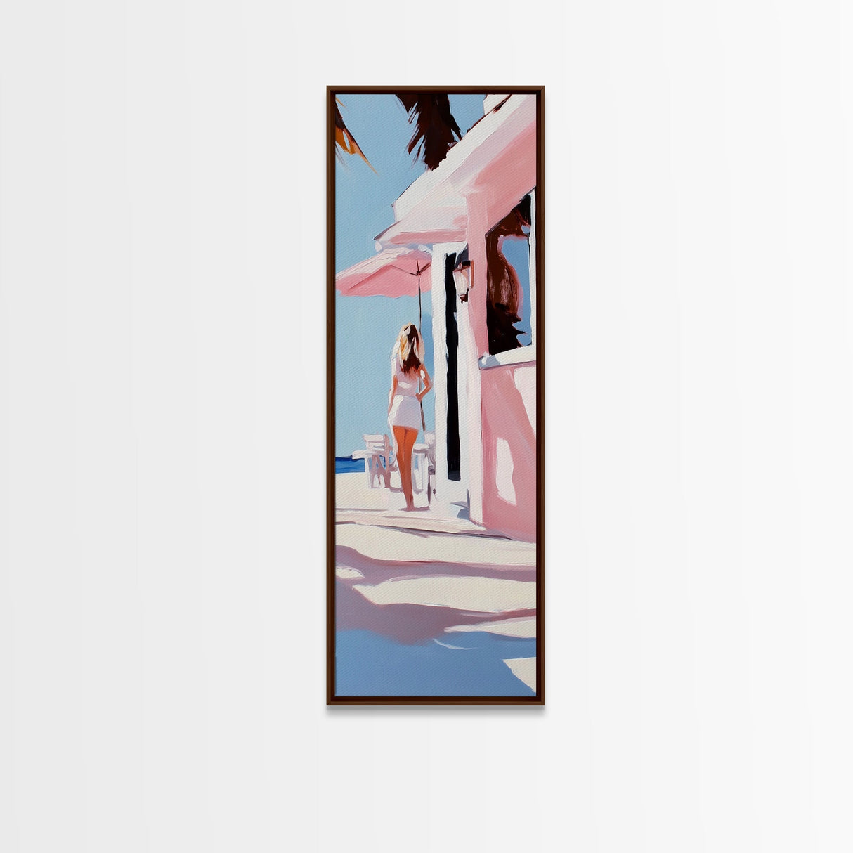 Pink Paradise, Coastal Retreat, Tropical Art, Canvas Print, Living Room Wall Art, Vacation Vibes, Minimalist Decor, Pastel Art
