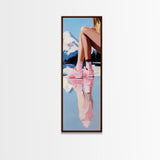Reflective Lake, Surreal Landscape, Modern Nature Art, Framed Canvas Print, Minimalist Mountain, Living Room Wall Art, Soft Pastel Tones