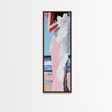 Beach Bride, Ocean Fashion, Elegant Woman, Framed Canvas Print, Coastal Wall Art, Soft Feminine Aesthetic, Living Room Wall Art