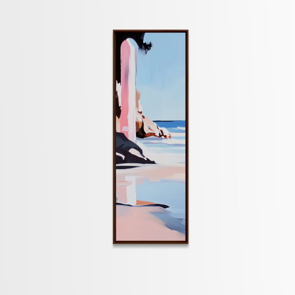 Cliffside, Ocean Horizon, Tranquil Seascape, Minimalist, Soft Pastel, Coastal Aesthetic, Serene Nature, Canvas Print