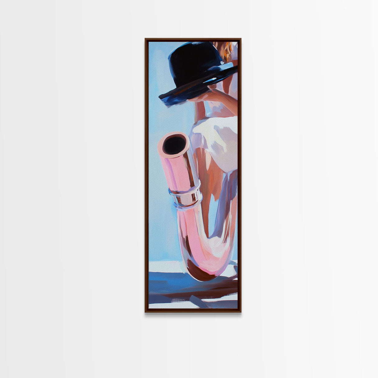 Saxophone, Jazz Music, Artistic Musician Art, Modern Wall Decor, Chic Abstract Painting, Music Room Accent, Framed Canvas Print