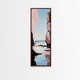 Coastal Rock, Ocean Reflections, Framed Canvas Print, Seaside Cliff Art, Beach House Decor, Minimalist Seascape, Relaxing Wall Art