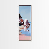 Zen Reflections, Water Inspired Art, Minimalist Beach Scene, Tranquil Nature Painting, Relaxing Decor, Modern Framed Canvas Print