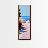 Sunset Pathway, Tranquil Nature Art, Serene Beach Scene, Pastel Landscape, Warm Toned Painting, Dreamy Home Decor, Framed Canvas Print
