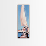 Sailing Dream, Nautical Adventure Art, Soft Pastel Seascape, Elegant Coastal Decor, Minimalist Ocean Scene, Framed Canvas Print