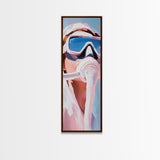 Gas Mask, Diver, Surrealist Art, Sci-Fi, Blue, White, Modern, Futuristic, Office, Living Room, Framed Canvas Print, Bedroom Art