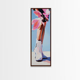 White Cowboy Boots, Boho Fashion, Stylish Art, Framed Canvas Print, Western Wall Decor, Country Chic, Dressing Room Artwork, Gift Idea