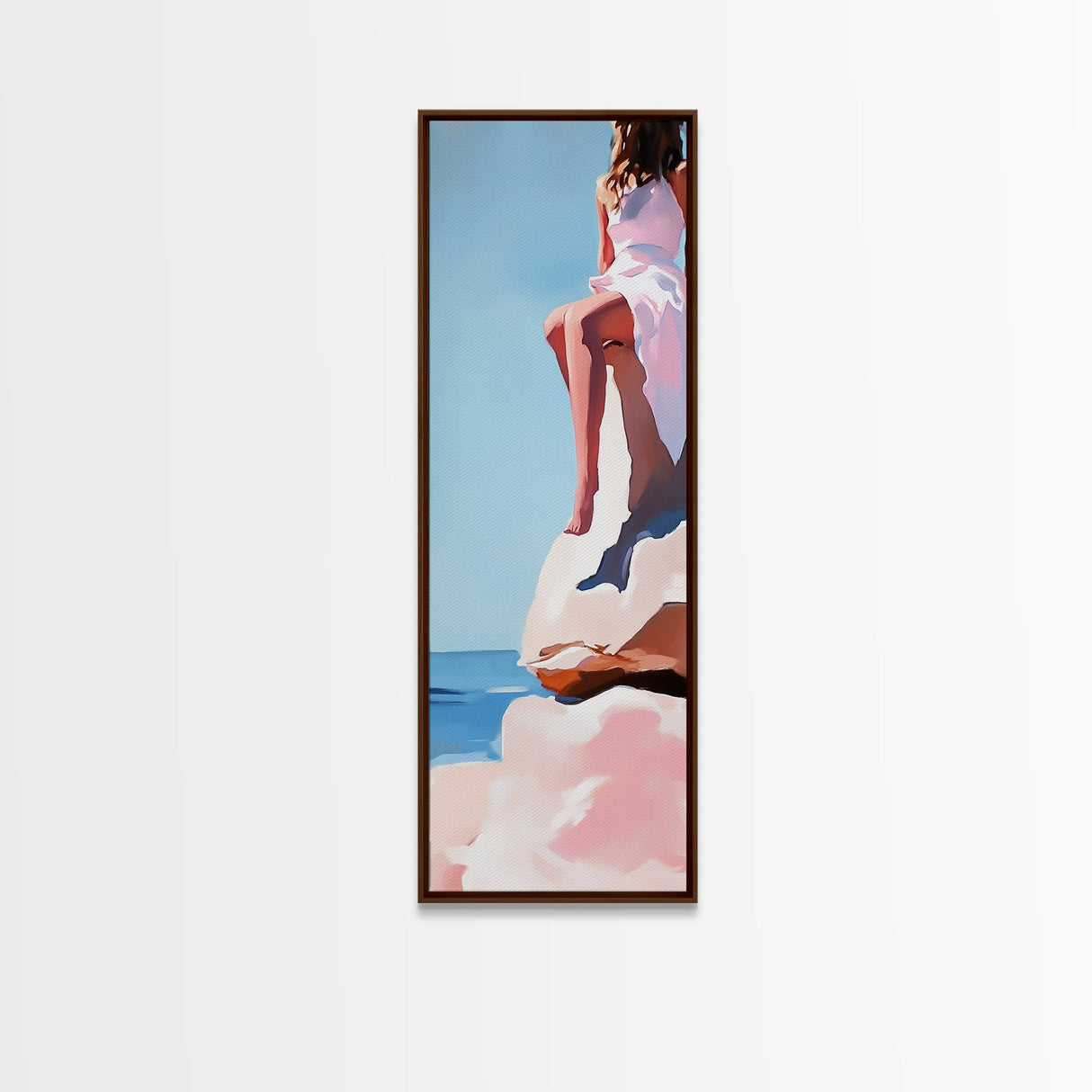 Seaside Muse, Minimalist Beach Art, Boho Coastal Wall Decor, Serene Ocean View, Contemporary Painting, Canvas Print, Bedroom Wall Art