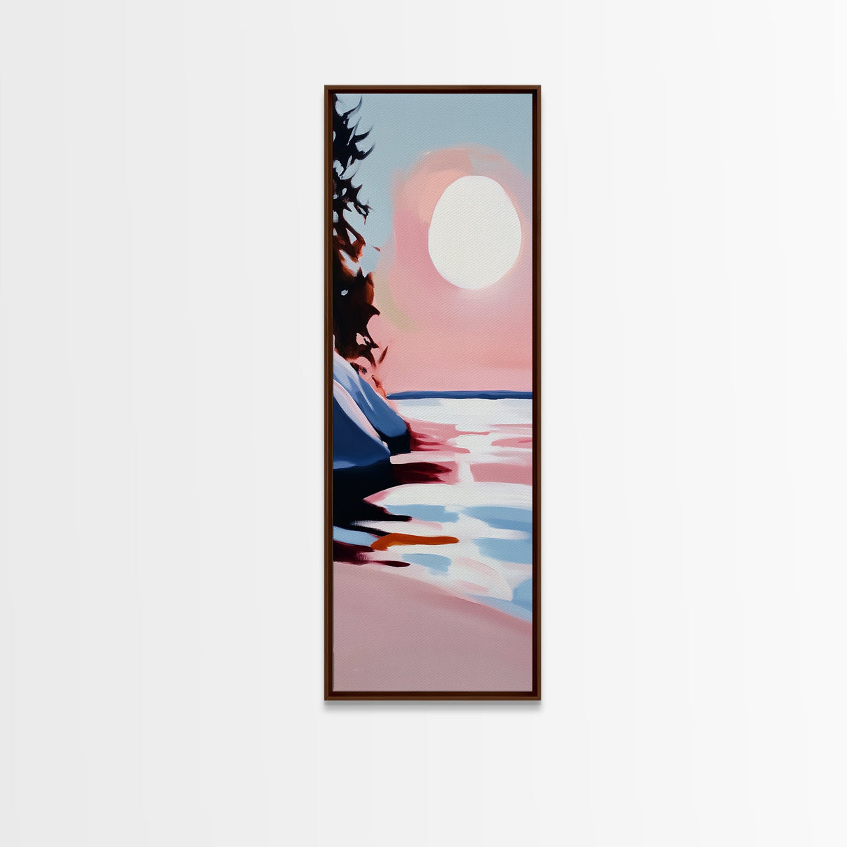 Sunset Beach, Ocean Landscape Painting, Warm Coastal Colors, Abstract Water Reflection, Modern Art, Canvas Print, Living Room Wall Art