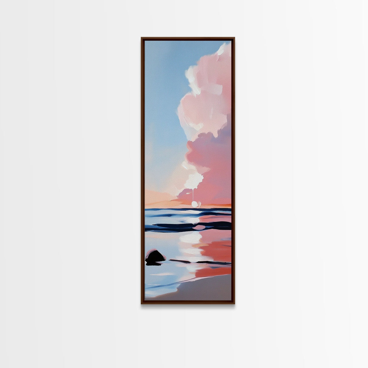 Sunset Glow, Serene Beach Painting, Pastel Coastal Wall Art, Ocean Reflection, Boho Home Decor, Canvas Print, Dining Room Wall Art