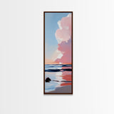 Sunset Glow, Serene Beach Painting, Pastel Coastal Wall Art, Ocean Reflection, Boho Home Decor, Canvas Print, Dining Room Wall Art