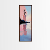 Coastal Rock, Serene Landscape, Pastel Seascape, Ocean Reflection, Boho Wall Art, Nature Inspired Framed Canvas Print, Living Room Decor