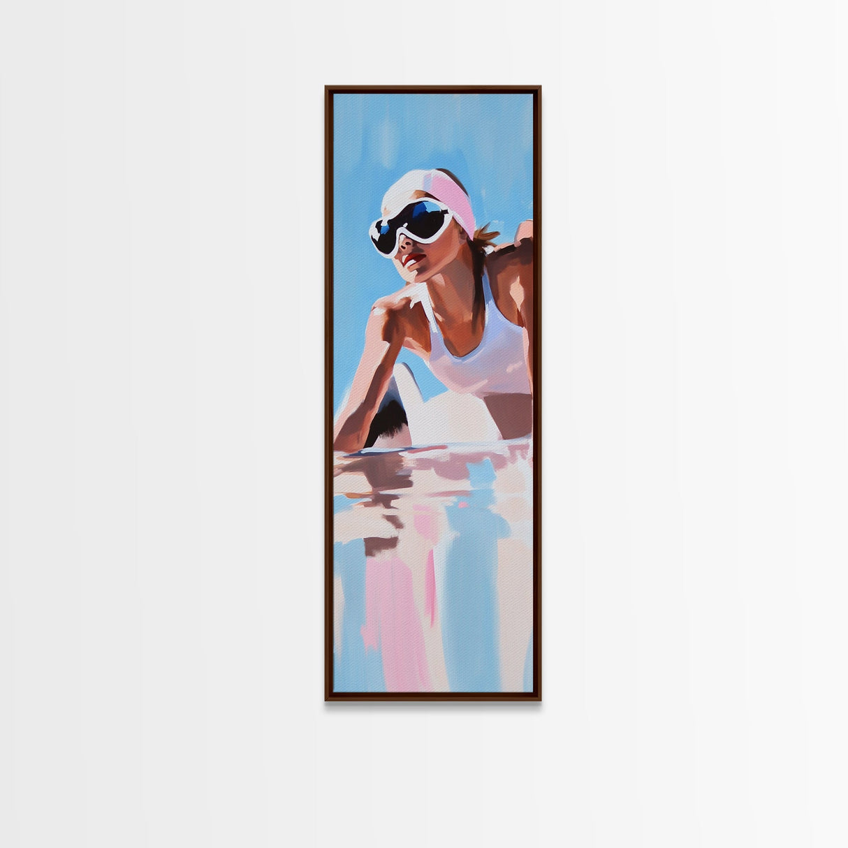 Ski Girl, Winter Adventure, Sporty Aesthetic, Snowy Mountain Art, Outdoor Enthusiast Gift, Framed Canvas Print, Modern Wall Decor