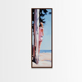Beach Girl, Coastal Lifestyle, Summer Vibes, Ocean Inspired Aesthetic, Beach Wall Art, Sun-Kissed Decor, Framed Canvas Print, Relaxing Art