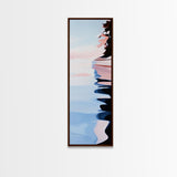 Serene Lake Reflection, minimalist art, modern landscape, abstract water painting, calming decor, bedroom wall art, framed canvas print