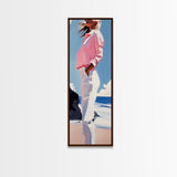 Coastal Breeze, Modern Boho, Soft Pastel Art, Framed Canvas Print, Bedroom Wall Decor, Feminine Aesthetic, Ocean Serenity