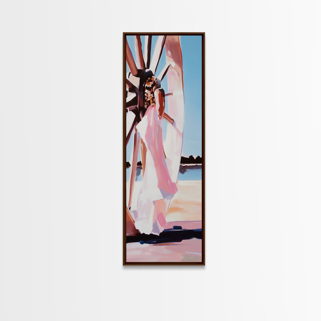 Sunset Glow, Romantic Wall Art, Dreamy Beach Vibes, Framed Canvas Print, Feminine Aesthetic, Bedroom Decor, Pastel Color Palette