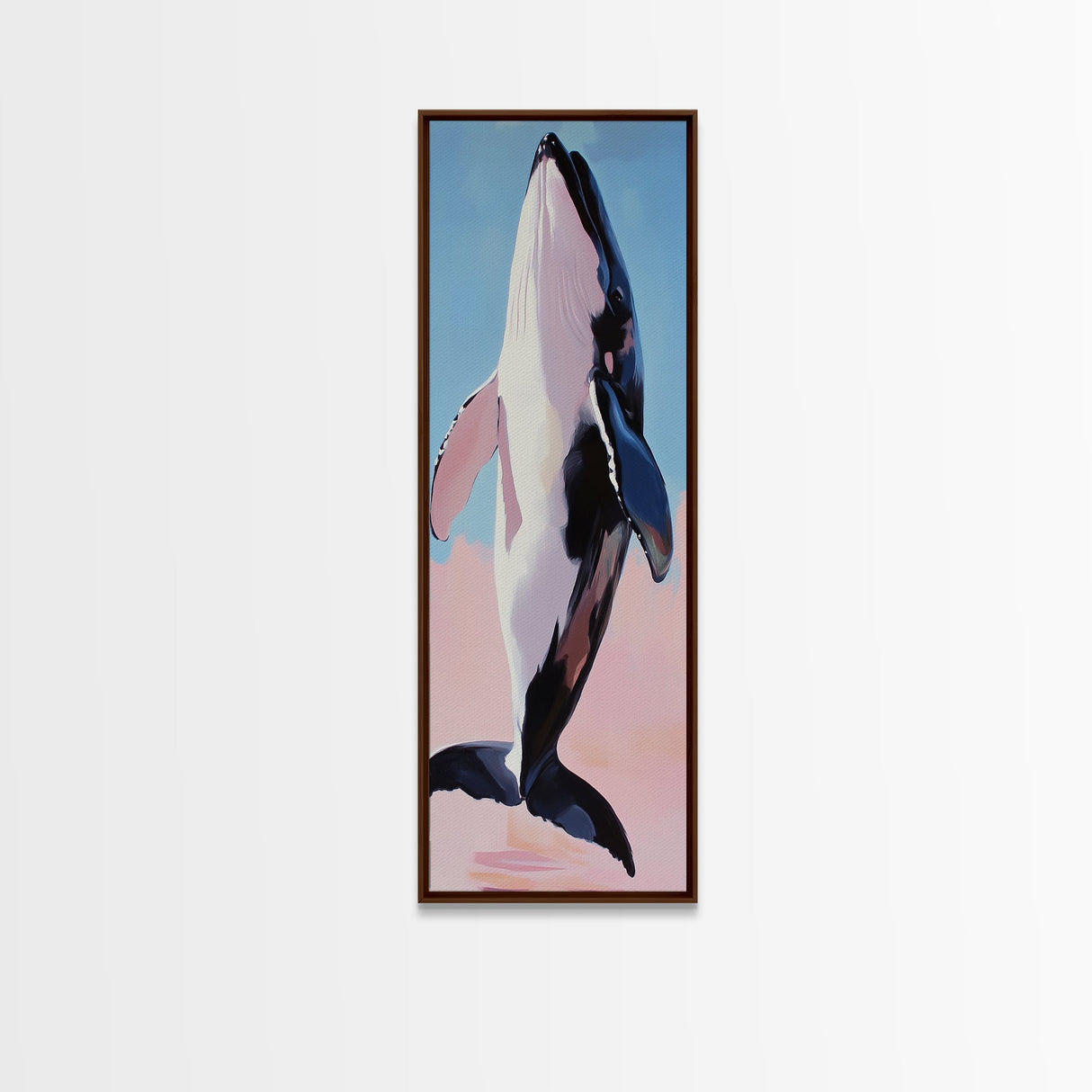 Jumping Whale, Ocean Waves, Marine Life, Canvas Print, Nautical Wall Art, Beach House Decor, Blue Coastal Art, Living Room Wall Art