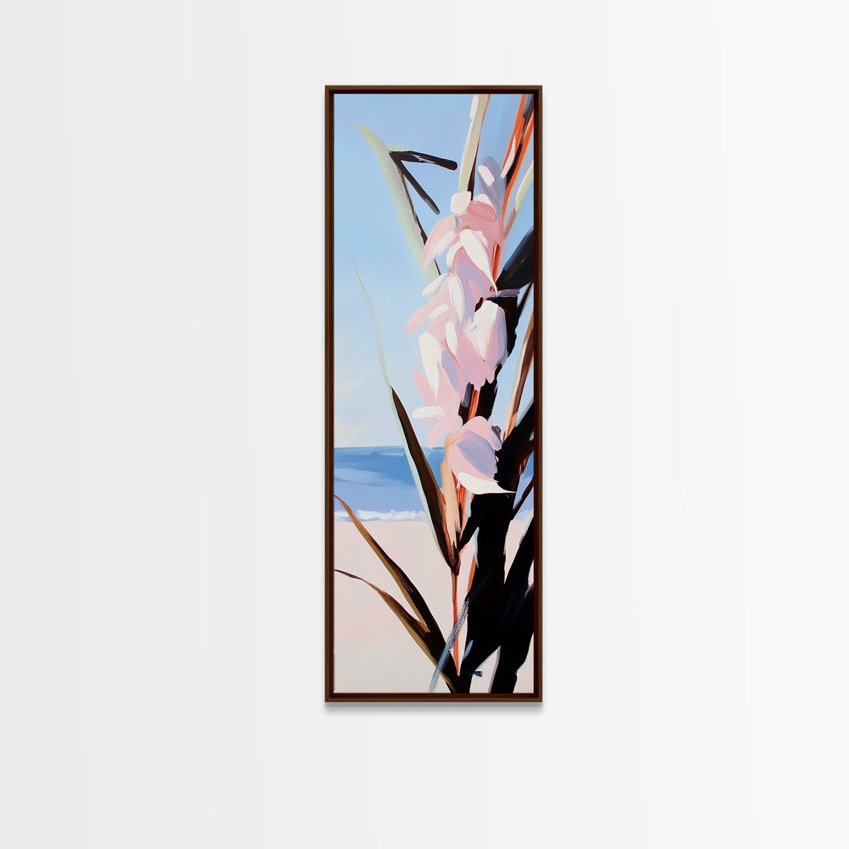 Beach Blossom, Ocean Flowers, Coastal Nature, Canvas Print, Summer Wall Art, Boho Botanical Decor, Pastel Floral Art, Living Room Wall Art