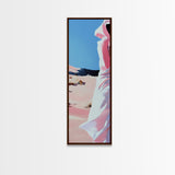 Desert Walk, Fashion Wall Art, Minimalist Figure Print, Warm Tones, Neutral Wall Decor, Modern Aesthetic, Framed Canvas Print