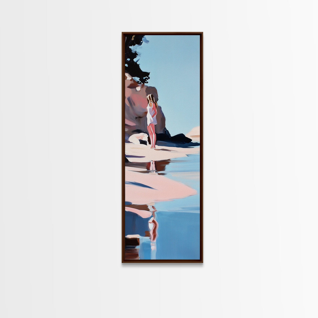 Ocean Reflection, Calm Waters, Coastal Wanderer, Framed Canvas Print, Minimalist Beach Art, Relaxing Home Decor, Bedroom Wall Art