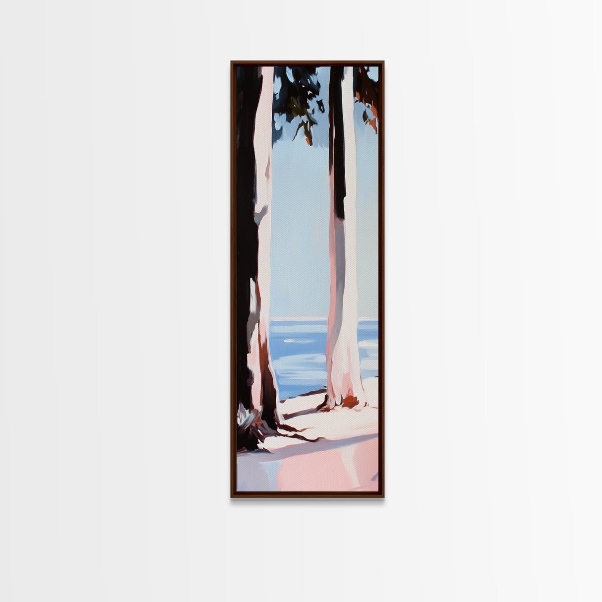 Coastal Trees, Beach Landscape, Minimalist Art, Framed Canvas Print, Modern Wall Art, Ocean View, Nature Decor, Living Room Wall Art