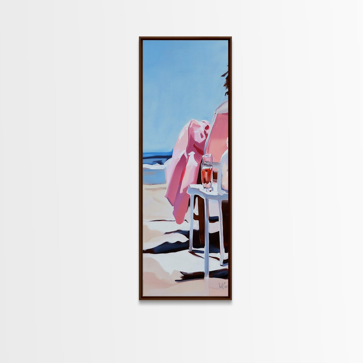 Beach Lounge, Coastal Retreat, Relaxing Seaside, Framed Canvas Print, Minimalist Art, Nautical Wall Art, Summer Decor, Living Room Art