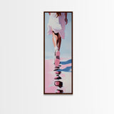 Elegant Walking Art, Minimalist Fashion, Dreamy Pastel Print, Framed Canvas Print, Modern Aesthetic, Bedroom Wall Art, Stylish Home Decor