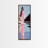 Serene Lake Art, Pastel Nature, Feminine Aesthetic, Framed Canvas Print, Modern Minimalist, Dreamy Reflection, Living Room Wall Art