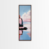 Sunset Beach Reflection, Dreamy Ocean Scene, Coastal Wall Art, Framed Canvas Print, Tranquil Landscape, Minimalist Home Decor