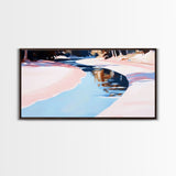 River Reflection, Serene Water Scene, Tranquil Nature Wall Art, Soft Pastel Landscape, Rustic Wilderness Decor, Framed Canvas Print