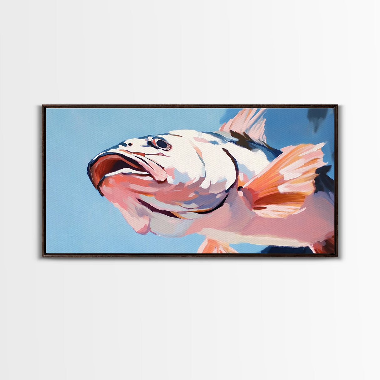Pink Fish, Ocean Art, Coastal Aesthetic, Nautical Wall Art, Beach House Decor, Sea Life Painting, Living Room Wall Art, Canvas Print