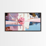 Pink Reflection, Abstract Nature, Boho Art, Floral Wall Decor, Bedroom Wall Art, Canvas Print, Minimalist Water Reflection, Pastel Tones
