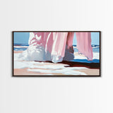 Flowing Dress, Beach Scene, Abstract Coastal Art, Modern Wall Decor, Living Room Art, Canvas Print, Pastel Minimalist Artwork, Feminine Decor