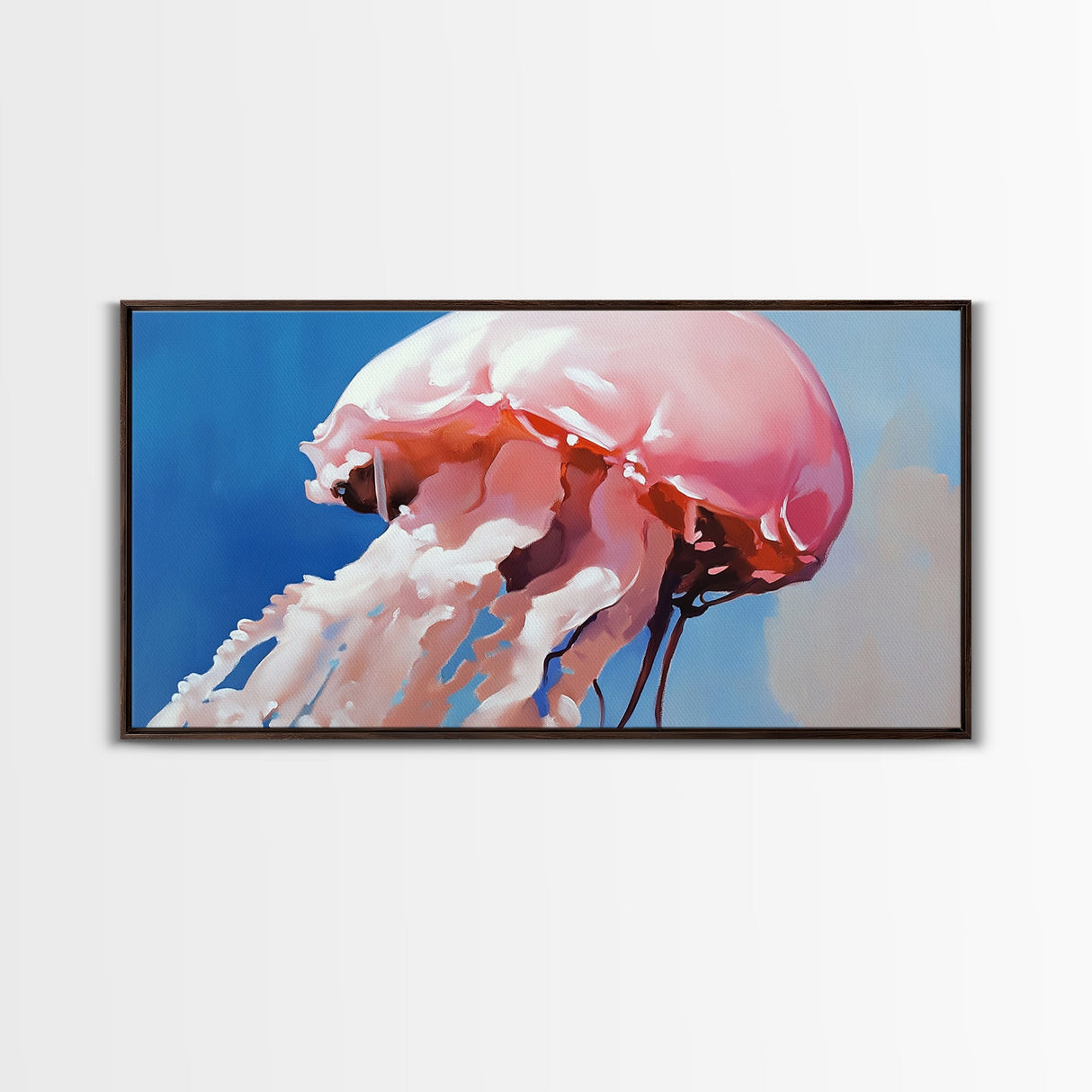 Jellyfish, Ocean Art, Marine Life, Canvas Print, Coastal Wall Decor, Beach House Art, Nautical Painting, Underwater Minimalist Artwork