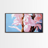 Pink Flowers, Floral Art, Nature Painting, Canvas Print, Spring Wall Decor, Botanical Artwork, Bedroom Decor, Minimalist Pastel Painting